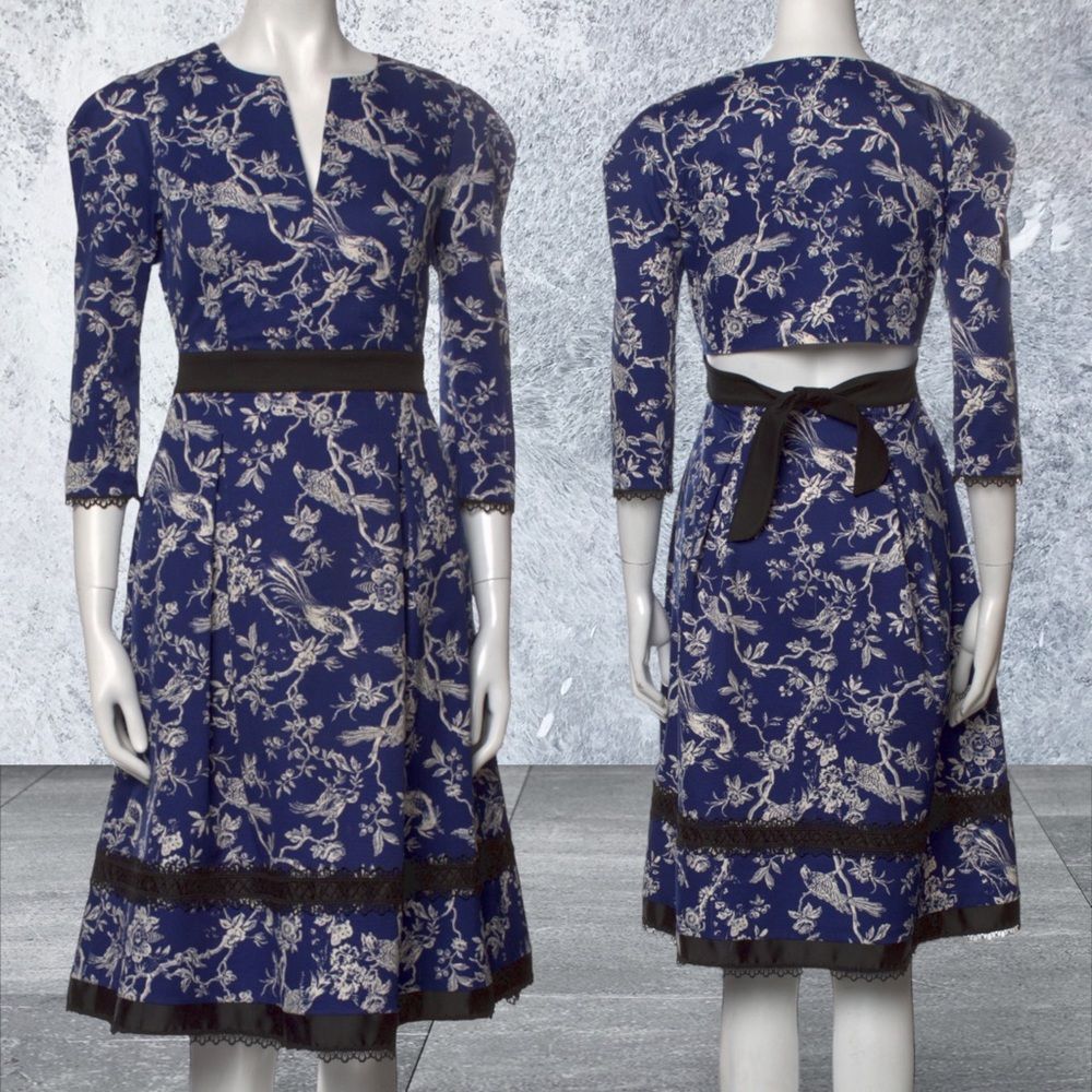 Sachin + Babi Blue and White Floral Midi Dress